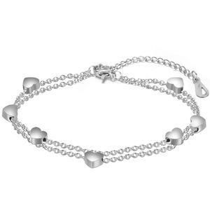 Bracelet en acier inoxydable en forme de cœur, chaîne à maillons de 7 mm, bijoux cadeau pour femmes, bracelets à breloques tendance - Product Image 1