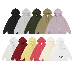 Custom Hoodies High Quality 100%Cotton 480gsm Heavyweight Autumn And Winter Top Zip Up Hoodies