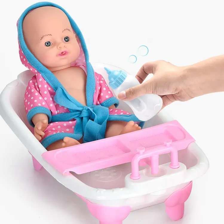 Set Boneka Bayi Silikon 12 Inci, Set Mainan Boneka Mandi Bayi Silikon
