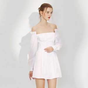 <span class=keywords><strong>Mujer</strong></span> de primavera última vestidos de manga larga de <span class=keywords><strong>algodón</strong></span> de Cintura entallada línea boda fiesta <span class=keywords><strong>vestido</strong></span> plisado - Product Image 3