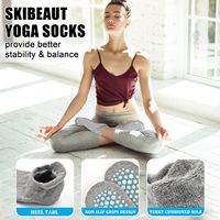 Chaussettes antidérapantes et antibactériennes pour femmes, 4 paires, longueur cheville, tricotées, avec logo sur le bord, pour yoga, pilates, usage quotidien en automne