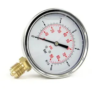 HUBEN 1/4" NPT 2.5" FACE DIAL Liquid Filled Pressure Gauge WOG Water Oil Air Lower Mount