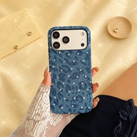 Étuis de téléphone de luxe antichoc en denim et strass pour iPhones