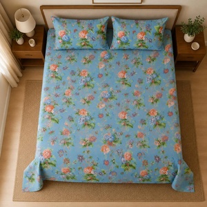 Top Selling Floral Bedding Cotton Bedsheet <b>King</b> <b>Size</b> Bed <b>Sheet</b> Set Soft Cotton <b>Sheets</b> 102 x 102 Inches Home Decor - Product Image 1