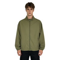 Veste décontractée pour homme de haute qualité, vert olive, col montant, résistante aux plis, coupe-vent zippé, personnalisable