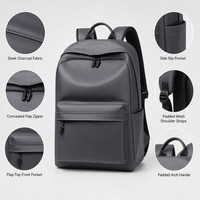 Sac à dos professionnel unisexe personnalisé en PVC résistant à l'eau, avec bretelles doubles, poche avant rembourrée en maille pour les trajets professionnels