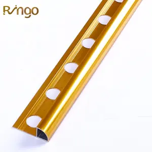 Pakistan market popular design products 6063 aluminum rounded edge wall corner decoration trims profiles metal tile trim in gold