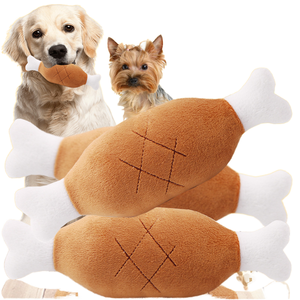 Jouet pour chien et chat en peluche super douce, en forme de pattes de poulet à double os, résistant aux morsures, peluche ours couineuse, résistant à la mastication, carotte de fête en forme de fruit - Product Image 1