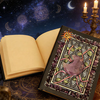 Carnet de notes en cristal naturel artisanal, améthyste, croissant de lune, livre de magie de sorcière, cadeau de Noël pour filles, best-seller