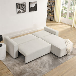 Canapé-lit convertible en forme de L en velours côtelé personnalisé avec boîte de rangement pour canapé pour la maison, le bureau ou les petits espaces - Product Image 4