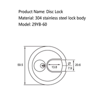 Cadenas rond robuste en acier inoxydable 304 de 60/70 mm avec clés jaunes pour extérieur, entrepôt, tiroir, armoire, certifié ISO9001