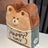 Oreiller en peluche ours super doux, rembourrage en coton PP, coussin ours de dessin animé pour dormir, câliner, cadeau, décoration de la maison