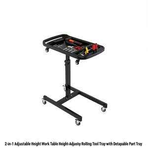 Mesa de Trabajo con Altura Ajustable, Bandeja Rodante para Herramientas con Bandeja Desmontable para Piezas, Modelo Negro D0100XUC98Y - Product Image 1