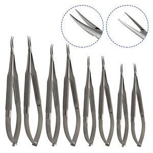 Ensemble d'instruments chirurgicaux en acier inoxydable de 8 pièces avec porte-aiguilles, pinces et ciseaux à verrouillage, courbés et droits, certifiés CE - Product Image 1