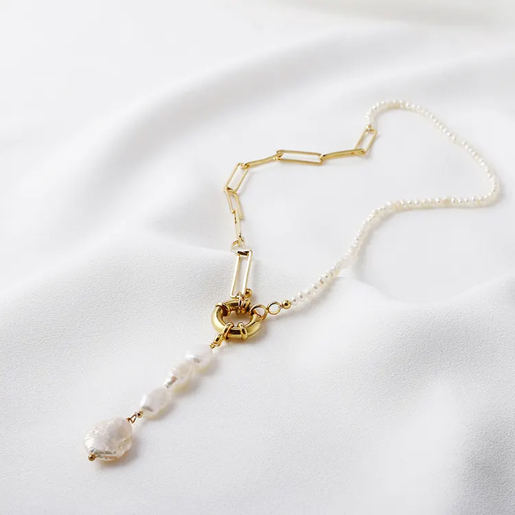Collier De perles naturelles, chaîne à maillons avec serrure, nouveau Design, été, 2022