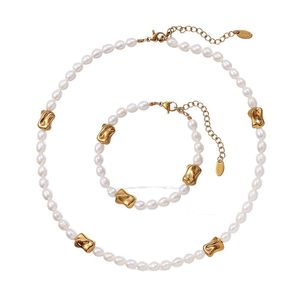 Pearl Necklace <b>Bracelet</b> <b>Set</b> Imitation Pearl Gold Accents Women's Party Jewelry Fashion Light Luxury <b>Set</b> - Product Image 5