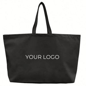 Printed Logo Letter Design Custom <b>Large</b> <b>Canvas</b> Tote <b>Bag</b> With Pocket and Zipper - Product Image 2
