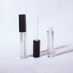 Polygonal Lip <b>Gloss</b> Tube Empty 4ml PET Plastic Cosmetic Packaging Luxury Style Rose Gold Cap <b>Clear</b> Body - Product Image 6