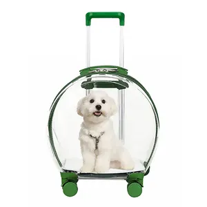 Portable Outdoor Cat Dog Carrier Bag Travel Wheeling Suitcase Pet Dog Trolley Backpack For Pet Travel Transparent Case