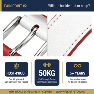 Ceinture <span class=keywords><strong>de</strong></span> baseball en cuir véritable pour homme, surpiqûres blanches et rouges, largeur 3,5 cm, vente en gros pour équipes, OEM/ODM, MOQ 100 pièces - Product Image 3