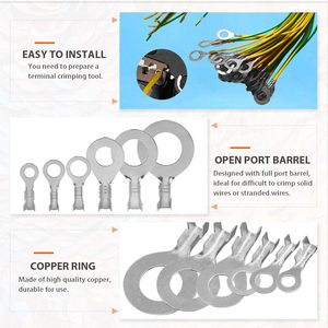240Pcs Copper Ring <b>Terminal</b> Kit M3.2 M4.2 M5.3 M6.3 M8.4 M10.5 Non Insulated Open Barrel Crimp Connectors Boxed - Product Image 3