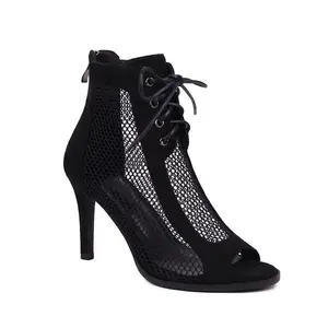 हस्तनिर्मित फैशन महिलाओं के जूते पीप टो लेस-अप सैंडल जूते ऊँची एड़ी के महिलाओं के पश्चिमी जूते