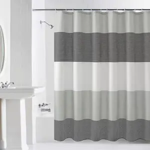 Factory Direct Sale Custom Digital Printed Striped Waterproof Shower Curtain For Bathroom