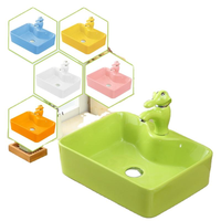 Lavabo en céramique pour enfants, couleurs personnalisées, adorable, moderne, petite taille, dessin animé, lavabo de salle de bain pour maternelle
