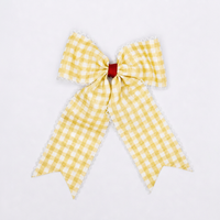 Ensemble de nœuds pour cheveux en gingham faits à la main, avec ruban gros-grain à dentelle festonnée, nœud papillon personnalisé avec initiales pour animaux de compagnie, chiens de petite taille, enfants et filles, vente en gros