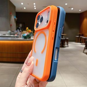 Coque de téléphone portable mate givrée pour <span class=keywords><strong>iPhone</strong></span> 18 Pro 17 16 15 14 13 Pro Max, coque transparente magnétique en TPU PC pour l'arrière du téléphone - Product Image 6