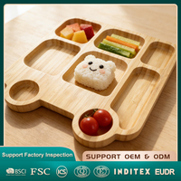 Assiette de service en bambou écologique en forme de bus avec logo personnalisé Natural House pour enfants, bébés et tout-petits
