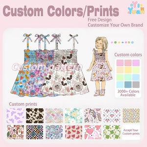 Patrón colorido personalizado Strappy Smocked Vestidos Vestido de verano para niñas pequeñas 0-8T - Product Image 2