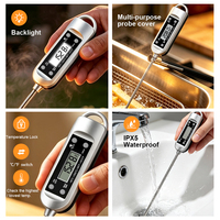 Termometer BBQ Anti Debu dan Anti Cipratan, Termometer Daging Digital dengan Bodi dan Probe yang Dapat Dicuci untuk Memasak di Luar Ruangan, Grill, Smoker, dan Dapur