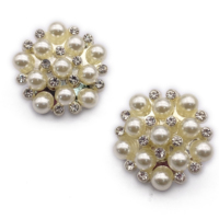 Strass fausse perle ornements fleur bouton à dos plat bouton perle pour robe de mariée