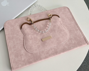 Sac à main pour ordinateur <span class=keywords><strong>portable</strong></span> rose style fille - Sac d'ordinateur en cuir PU tendance, étui pour ordinateur <span class=keywords><strong>portable</strong></span> pour usage quotidien - Product Image 6