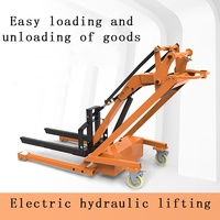 Chariot élévateur portable 800W à batterie lithium-ion, léger, avec bras courbé et pneus pneumatiques pour