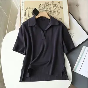 Hoge Kwaliteit 2023 Vrouwen Lente Zomer Mode Korte Mouw Polo T-Shirt Dames Casual Effen Eenvoudige T-Shirts Tops Dames