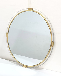 Espejo de Pared Ovalado <span class=keywords><strong>Art</strong></span> Deco de Acrílico y Metal, Espejo Simple, Decoración de Lujo Ligera para Entrada, Sala de Estar o Dormitorio - Product Image 1