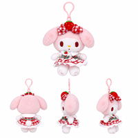 Assortiment de porte-clés en peluche My Melody à visage mignon pour le soulagement du stress, jouets en peluche de 4 pouces, animaux en peluche adorables, jeu d'arcade pour enfants