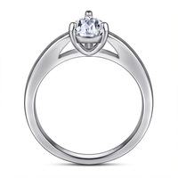 Bague de fiançailles classique en argent sterling 925 avec zircone cubique taille poire, plaquée rhodium, solitaire à 3 griffes, pour femme