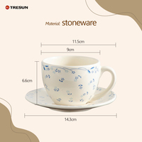 Grès Chine Verres Pas Cher Prix Ins Céramique Tasse À Café Lumière De Luxe Décalcomanie À La Main Après-Midi Tasse À Thé Et Soucoupe Ensemble