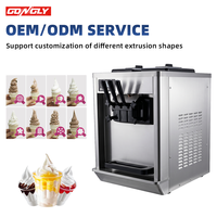 Machine à glace molle commerciale 3 saveurs 18-25 L/h CE Nettoyage automatique pour café, snack-bar, food truck 110V 220V
