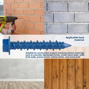 Tornillo <span class=keywords><strong>Autorroscante</strong></span> de Acero al Carbono M4.8, Métrico, Azul, Antioxidante, Grado 8.8, para Ladrillo de Hormigón Poroso, Espuma y Ladrillo Celular, Cabeza <span class=keywords><strong>Hexagonal</strong></span> - Product Image 3