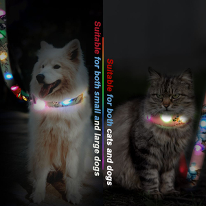 Conjunto de <span class=keywords><strong>collar</strong></span> y correa para mascotas con estampado Floral colorido, arnés de iluminación recargable, cuero suave brillante reflectante personalizado para perros - Product Image 2