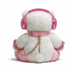 Sac à bandoulière en forme d'ours rose mignon, nouveau design, sac à main en fausse fourrure de dessin animé, sac à main en forme de tête d'ours en peluche, sac à jouets mignon pour fille enfant - Product Image 3