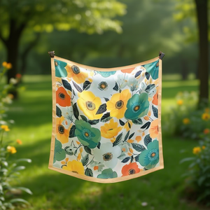 Fazzoletto quadrato mini floreale 70x70 cm, sciarpa stampata per donna, accessorio moda - Product Image 2