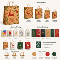 Sacs cadeaux en papier kraft personnalisés pour Noël avec poignées, sacs d'emballage pour les cadeaux de fête, vente au détail
