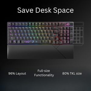 Clavier de jeu mécanique sans fil Asus Rog Strix Scope II 96, 96 % taille standard, trois modes, échange à chaud, rétroéclairage RVB - Product Image 3