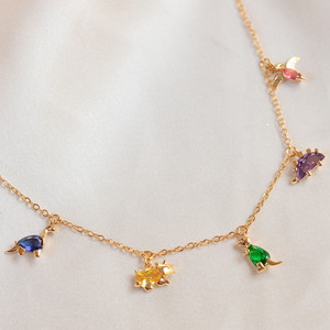 Nuevo Collar de Cadena con Diseño de Dibujos Animados, Joyería de Oro de 18K, Collar de Animal, Pequeño <span class=keywords><strong>Dinosaurio</strong></span>, Pulsera, Tobillera - Product Image 1