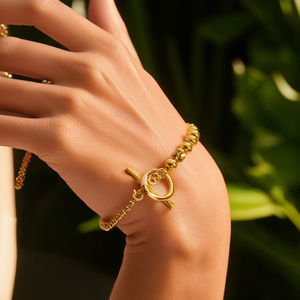 Pulsera de Moda con Cuentas, Acero Inoxidable 316L, Baño de Oro PVD, Diseño con Cierre de Palanca - Product Image 3